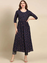 Women's Navy Blue Printed Kurta SetKC-1021-Navyblue